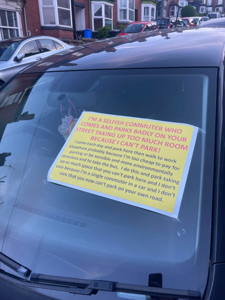 Note on windshield.