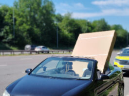 The cheeky motorist told the officers he had "hold of" the massive TV.