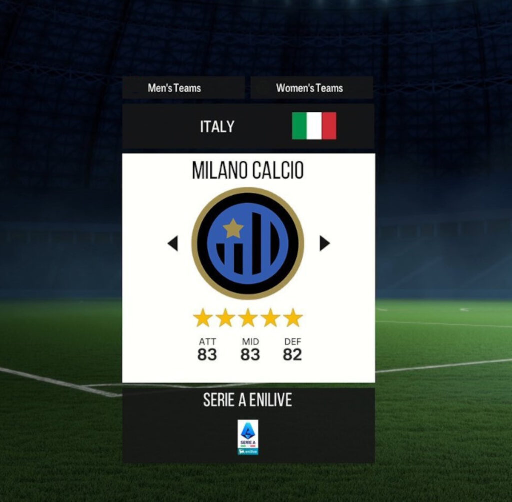 Still from EA FC 25 showing the proposed Inter badge