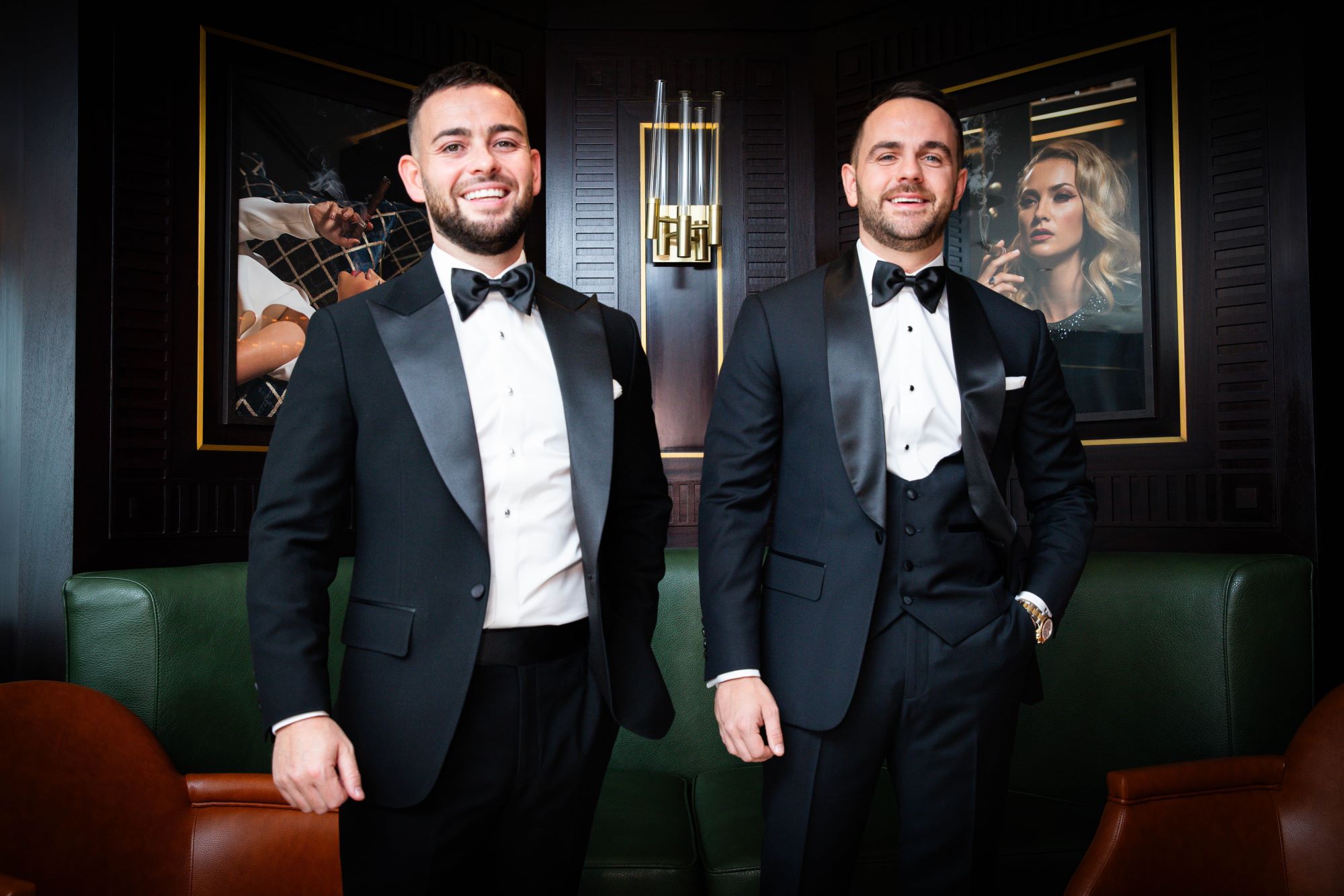 Ryan Smith and Calvin Smith stand side by side in tuxedos. Image supplied with release by Suited and Booted.